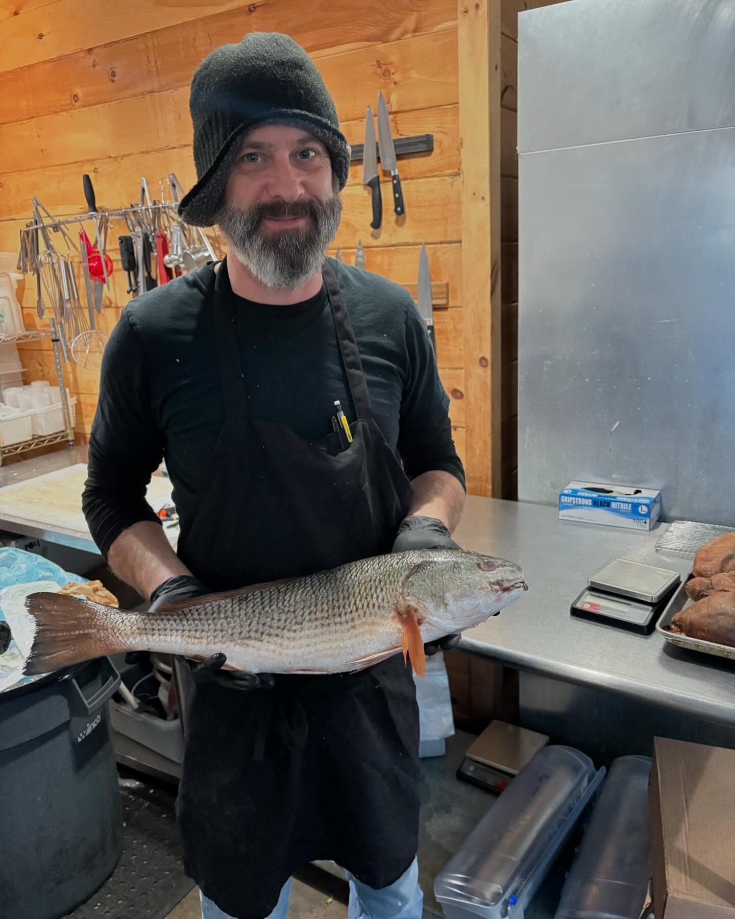 Chef with fresh fish